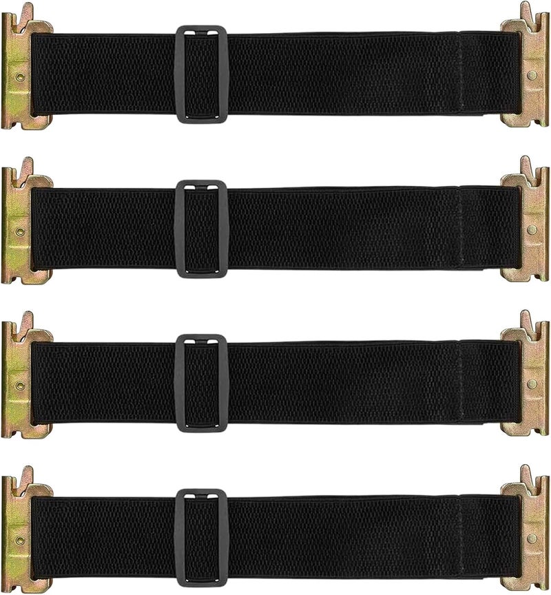 MorScan 4 Pack E-Track Bungee Tie-Down Straps, 12"-22" Length Adjustable 2" Width Black Bungee Straps, Secure Tools/Cargo to Walls for Trucks, Enclosed Trailers, Vans, Warehouses, Garages, Workshops - Image 1